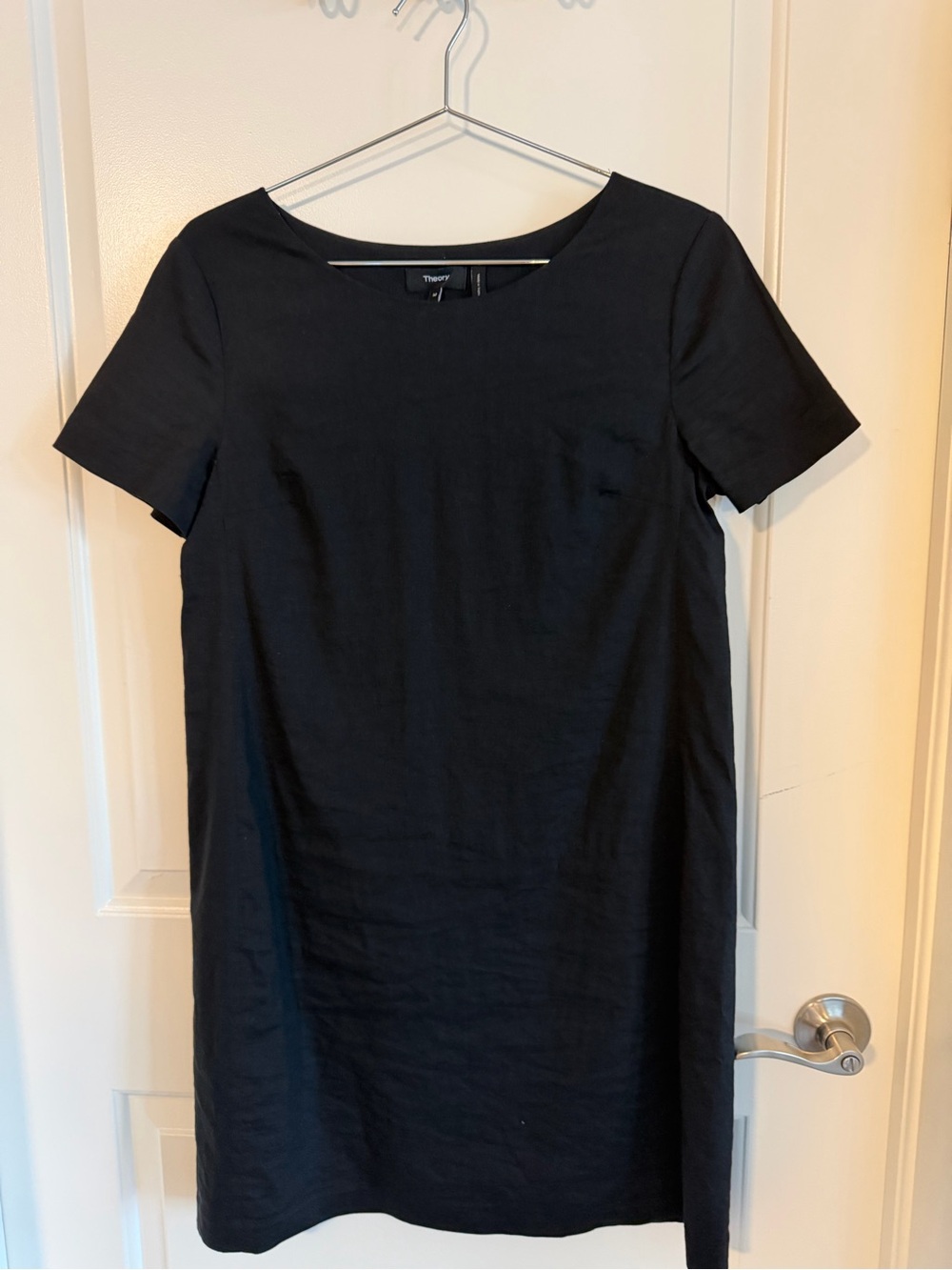 Theory Black Short-Sleeve Panel Shift Dress
